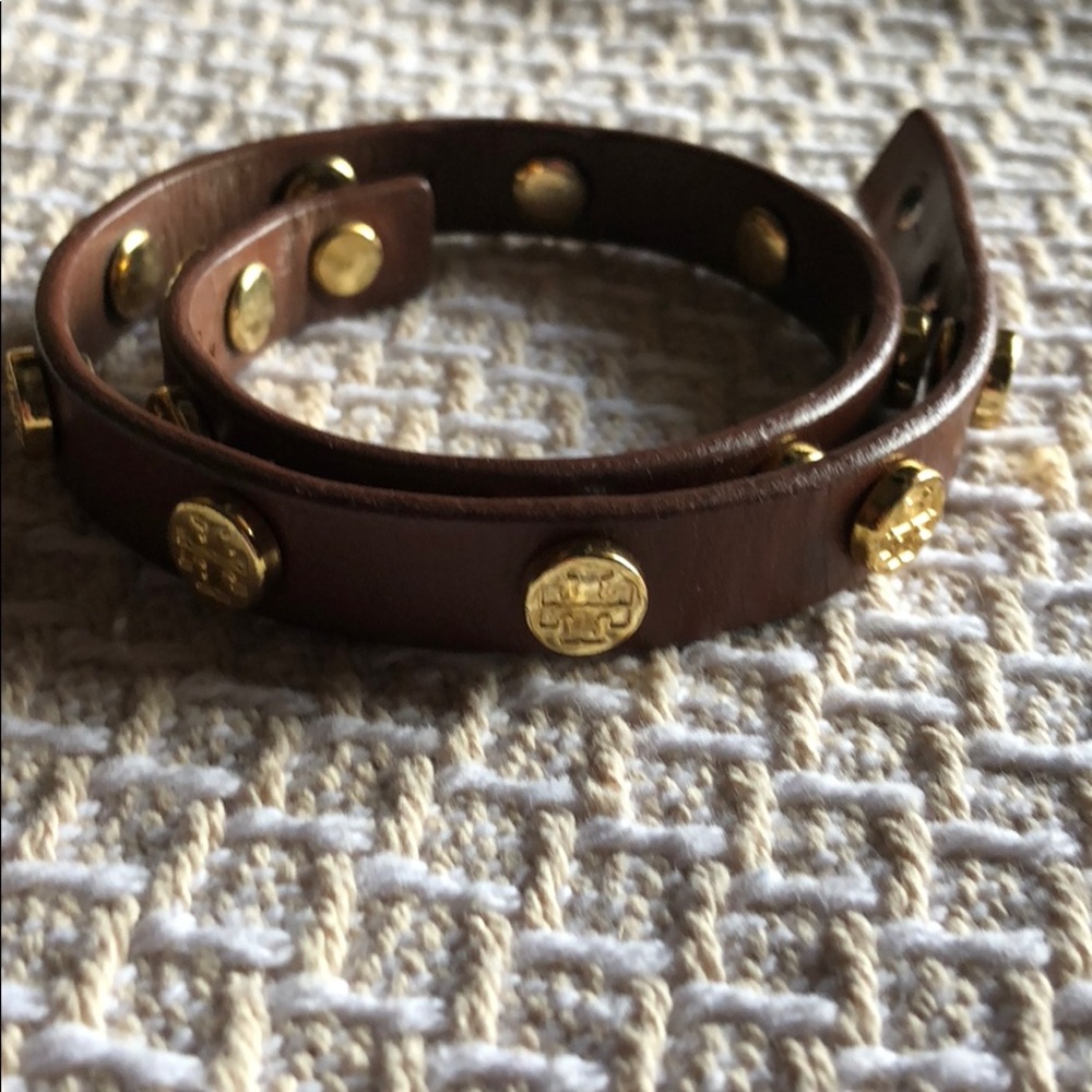 TORY BURCH double wrap leather bracelet